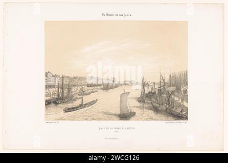 Blick auf das Hafendock der Loire in Nantes, Léon Auguste Asselineau, 1853 - 1856 Druckerei: RouenAfter eigenes Design von: Rouenprinter: Parispublisher: Paris Papierkai. hafen. Schiffe (im Allgemeinen) - CC - mehr als ein Schiff. fluss Quai de la Fosse Stockfoto