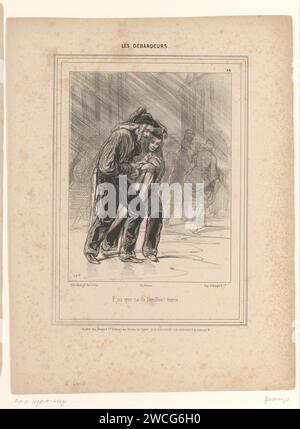 Mann und Frau in modischen Kostümen streiten sich, Paul Gavarni, 1841 Druck Pariser Papierliebhaber, Streit, Trottel. Mode, Kleidung Stockfoto