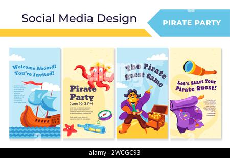 Netzwerk-Webseite mit Promo für Piratenparty Stock Vektor