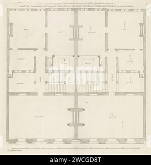 Karte des Erdgeschosses des Trippenhuis in Amsterdam, Johannes Vinckboons, nach Justus Vinckboons, 1664 drucken Karte des Erdgeschosses des Trippenhuis in Amsterdam. Amsterdamer Papier-Ätzplan  Architektur Tripp Haus Stockfoto