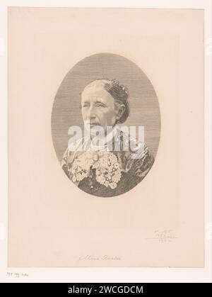 Porträt einer unbekannten Frau, vielleicht Mrs. Boulez, Auguste Danse, 1882 Druckpapier, das anonyme historische Person graviert, die allein dargestellt wurde Stockfoto