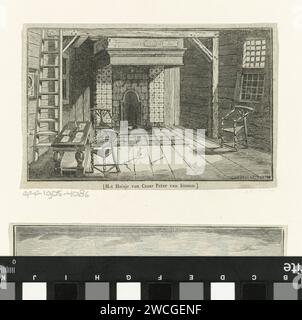 Innenraum des Hauses Peter I. des Großen, Zar von Russland, in Zaandam, Alexander Cranendoncq, 1809 - 1869 Druck Niederlande Papier Buchdruck Innenraum des Hauses Zaandam Stockfoto