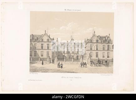 Ansicht des Rathauses von Orléans, Léon Auguste Asselineau, 1853 - 1856 Druckerei: RouenAfter Zeichnung: Rouenprinter: Parispublisher: Paris Paper Town Hall Orléans Stockfoto