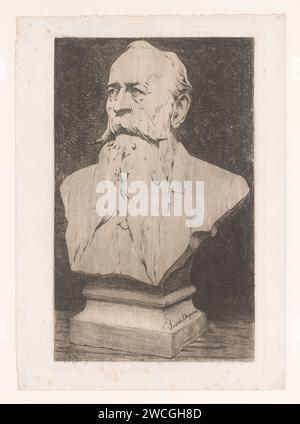 Büste eines unbekannten Mannes mit langem Bart und Schnurrbart, Josué Dupon, 1874–1909 Druckpapier, das den Bart ätzt. Skulptur, Reproduktion einer Skulptur. Erwachsener Mann Stockfoto