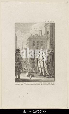 Enthauptung von Karl I., König von England, in London, 1649, Reinier Vinkeles (I), nach Jacobus kauft, 1783 - 1795 Druck Amsterdam Papier, das gewaltsamen Tod durch Enthauptung graviert. Auf dem Gerüst oder dem Ort der Hinrichtung Whitehall Stockfoto