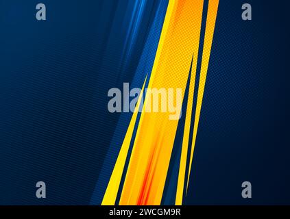 Dunkelblauer und helloranger grunge Streifen abstrakter Hintergrund. Retro Geometrisches Konzept Vektordesign Stock Vektor