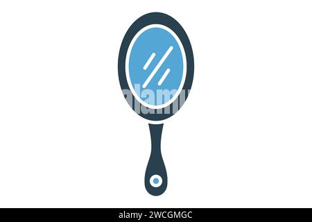 Symbol „Spiegeln“. Symbol für Kosmetik- und Schönheitsreflexion. Symbolstil durchgehend. Elementabbildung Stock Vektor