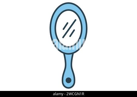 Symbol „Spiegeln“. Symbol für Kosmetik- und Schönheitsreflexion. Symbolstil für flache Linien. Elementabbildung Stock Vektor