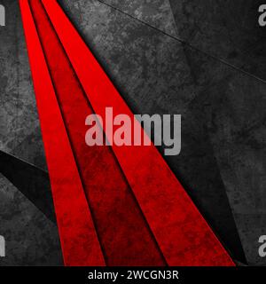 Schwarz-roter abstrakter grunge-geometrischer gestreifter Hintergrund. Vektordesign Stock Vektor