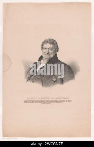 Porträt von Anthony Hoynck van Papendrecht, Anonym, nach Cornelis Cels, 1809–1853 Druck unter dem Porträt die biographischen Daten der porträtierten Person. Leiden Paper Historical Persons Stockfoto