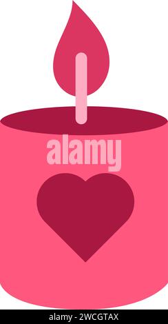 Brennende Kerze für romantische Dating Icon Vektor. Brennende Flamme aus aromatischem Wachs für die Dekoration von Restauranttischen. Dating-Event und Aromaflamme. Holi Stock Vektor