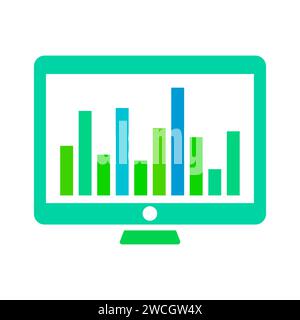 Computermonitor Mit Balkendiagramm-Symbol Stock Vektor