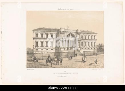 Ansicht des Justizpalastes in Nantes, Léon Auguste Asselineau, 1853 - 1856 Druckerei: RouenAfter eigener Entwurf von: Rouenprinter: Parispublisher: Paris Paper Court Building Nantes Stockfoto