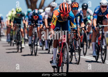 Adelaide, Australien. Januar 2024. Bild von Zac Williams/SWpix.com - 16/01/2024 - Radfahren - 2024 Tour Down Under - Stufe 1: Tanunda-Tanunda (144 km) - Natnael Tesfazion, Lidl Trek. Quelle: SWpix/Alamy Live News Stockfoto