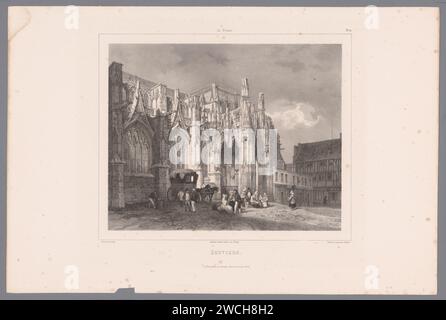 Ansicht der Kirche Notre-Dame in Louviers, Isodore-Laurent Deroy, 1834 Druckerei: ParisAfter Zeichnung von: Louviersprinter: Parispublisher: Pariser Papierkirche (außen) Notre-Dame de Louviers Stockfoto