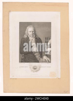 Portret van Jacques-Henri Bernardin de Saint-Pierre, Jean Francois Ribault, nach Louis Lafitte, 1805 Druckpapier Stich / Ätzen historischer Personen. Porträt eines Schriftstellers Stockfoto