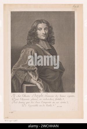 Portret van Pierre Bayle, Gille Edme Petit, 1704 - 1760 Druckpapier Gravur / Gravur historischer Personen. Gelehrter, Philosoph Stockfoto