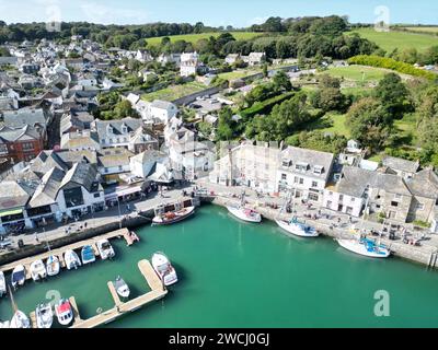 Padstow Hafen Cornwall britische Drohne, Luftfahrt, Blick aus der Luft Stockfoto