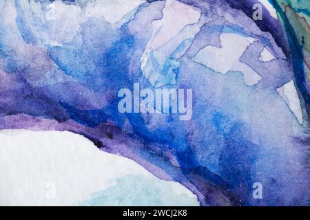 Farbenfrohe Farbe in Aquarell auf weißem Hintergrund auf realistische Weise, bunt, Regenbogen. Stockfoto