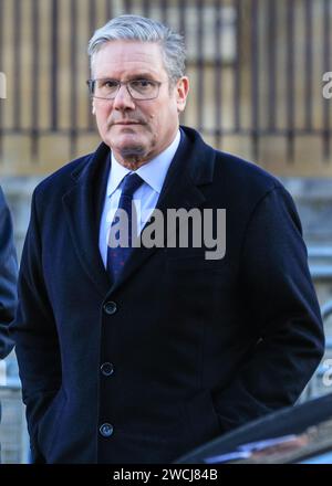 London, Großbritannien. Januar 2024. Sir Keir Starmer, Vorsitzender der Labour Party, nimmt am Thanksgiving-Service für die ehemalige Präsidentin des Unterhauses Betty Boothroyd Teil, die letztes Jahr starb. Der Gottesdienst fand in der St. Margaret’s Church in Westminster statt. Quelle: Imageplotter/Alamy Live News Stockfoto