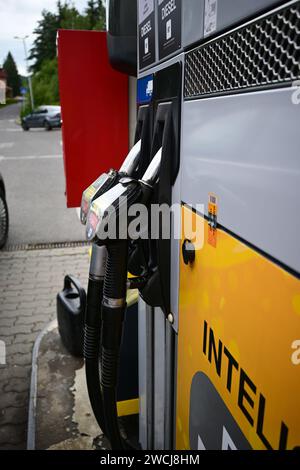 Nahaufnahme einer Gaspumpe. Stockfoto