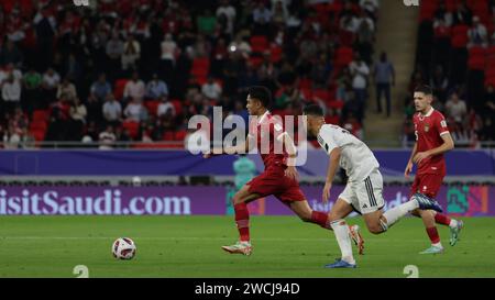 Katar 15. Januar 2024: Marselino Ferdinan während des AFC Asia Cup-Spiels 2023 zwischen Indonesien und Irak im Ahmad bin Ali Stadium in Al-Rayyyan, westlich von Doha, Katar, am 15. Januar 2024 Stockfoto