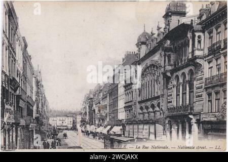 7 LILLE — La Rue nationale. — Nationale Straße. — LL. Stockfoto