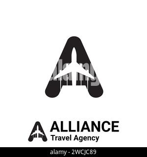 Design eines Buchstabenpfeils mit Logo. Negatives Space Airplane Logo-Design. Ein modernes Business-Logo für Ihr Unternehmen. Stock Vektor