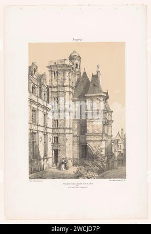 Ansicht eines Teils der Burg von Angers, Léon Auguste Asselineau, 1853–1856 Druckerei: RouenAfter Zeichnung von: Rouenprinter: Parispublisher: Paris Papierburg Angers Stockfoto