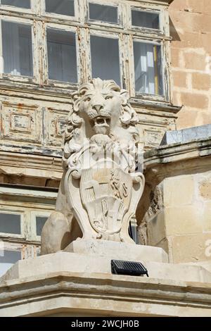 De Vilhena Lion in Valletta auf Malta Stockfoto