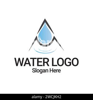 Wasserlogos mit einem Buchstaben. Unternehmenslogo für wasserbezogene Unternehmen. Stock Vektor