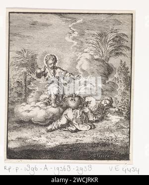 Christ findet die personalisierte Seele schlafend, Jan Luyken, 1714 Druck Amsterdam Papier ätzend schlafend; Bewusstlosigkeit Stockfoto