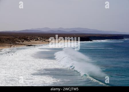 Playa Piedra Surfstrand, El Cotillo, Fuerteventura, Kanarische Inseln, Spanien. Stockfoto