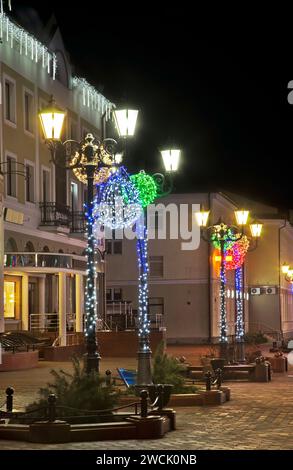 Urlaub Dekorationen von Sovetskaya Street Brest. Weißrussland Stockfoto