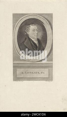 Porträt von Adriaan Pietersz. Loosjes, Reinier Vinker (I), nach Wybrand Hendriks, 1796 Druck Portrait des Dichters, Schriftstellers und Buchhändlers Adriaan Pietersz. Loosjes. Amsterdamer Papierätzung/Gravur Stockfoto