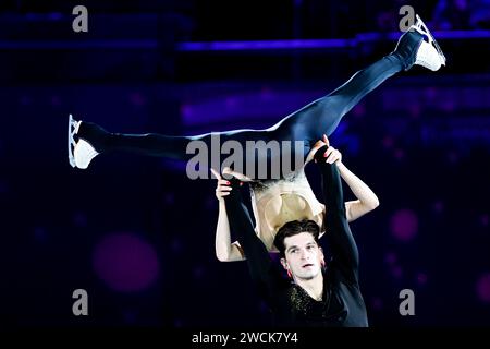 Lucrezia BECCARI & Matteo GUARISE (ITA), während der Ausstellungsgala bei den ISU Europameisterschaften 2024, in der Algiris Arena, am 14. Januar 2024 in Kaunas, Litauen. Quelle: Raniero Corbelletti/AFLO/Alamy Live News Stockfoto