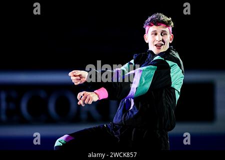 Lukas BRITSCHGI (SUI), während der Ausstellungsgala bei der ISU Europameisterschaft 2024, in der Algiris Arena, am 14. Januar 2024 in Kaunas, Litauen. Quelle: Raniero Corbelletti/AFLO/Alamy Live News Stockfoto