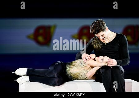 Lucrezia BECCARI & Matteo GUARISE (ITA), während der Ausstellungsgala bei den ISU Europameisterschaften 2024, in der Algiris Arena, am 14. Januar 2024 in Kaunas, Litauen. Quelle: Raniero Corbelletti/AFLO/Alamy Live News Stockfoto