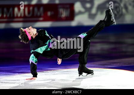 Lukas BRITSCHGI (SUI), während der Ausstellungsgala bei der ISU Europameisterschaft 2024, in der Algiris Arena, am 14. Januar 2024 in Kaunas, Litauen. Quelle: Raniero Corbelletti/AFLO/Alamy Live News Stockfoto