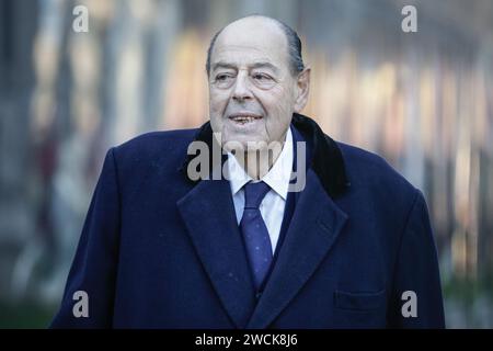 London, Großbritannien. Januar 2024. Nicholas Soames, ehemaliger konservativer Abgeordneter und Minister, jetzt House of Lords. Teilnehmer des Thanksgiving Service für die ehemalige Sprecherin des Unterhauses, Betty Boothroyd, die letztes Jahr starb. Der Gottesdienst fand in der St. Margaret’s Church in Westminster statt. Quelle: Imageplotter/Alamy Live News Stockfoto