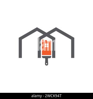 Logo-Design Mit Pinsel Für Zuhause. Renovierung Reparatur Bausymbol. Haus Malerei und Renovierung Logo Symbole Farbe Haus Logo Vektor Vorlage Stock Vektor