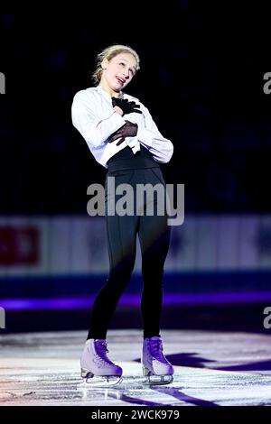 Sofja STEPCENKO (LAT), während der Ausstellungsgala bei der ISU Europameisterschaft 2024, in der Algiris Arena, am 14. Januar 2024 in Kaunas, Litauen. Quelle: Raniero Corbelletti/AFLO/Alamy Live News Stockfoto