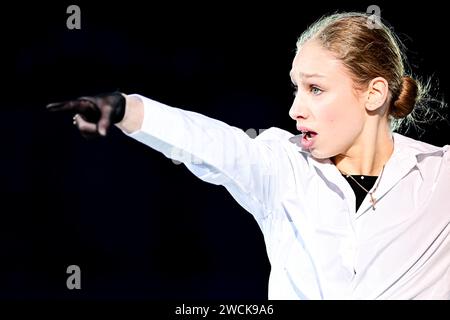 Sofja STEPCENKO (LAT), während der Ausstellungsgala bei der ISU Europameisterschaft 2024, in der Algiris Arena, am 14. Januar 2024 in Kaunas, Litauen. Quelle: Raniero Corbelletti/AFLO/Alamy Live News Stockfoto