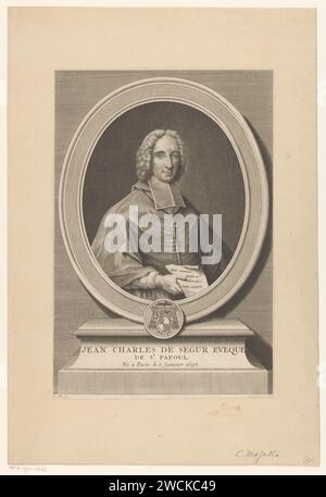 Portret van Bisschop Jean -Charles de Ségur, Cosimo Mogalli, 1724 - 1730 Print Italien Papierstich historischer Personen. erzbischof, Bischof usw. (Römisch-Katholisch) Stockfoto