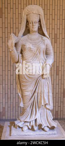 Parthische Statue von Abu Bint Deimon, Ehefrau von Sanatruq I., aus Hatra, Irak, heute im Irak Museum, Bagdad. Stockfoto