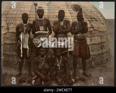Ein Zulu und seine Weiber, Südafrika Stockfoto