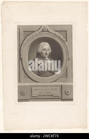 Porträt van Johann Gottlob Quandt, Johann Friedrich Bause, nach Anton Graff, 1784 Druck Leipziger Papierstich / Ätzen historischer Personen Stockfoto