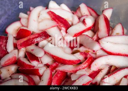 Pomerac Fruit Chow syzygium Malay Apfel Trinidad und Tobago Essen lokale traditionelle würzig und süß gewürzt Stockfoto
