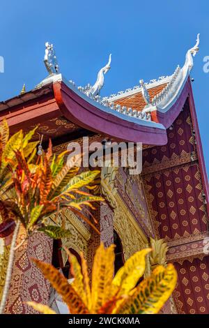 Eintritt zum sim des Wat Sen (Tempel des Patriarchen), Luang Prabang, Laos Stockfoto