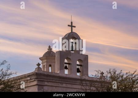 Detail der Leichenkapelle der Mission San Xavier del Bac, Tucson Arizona. Stockfoto